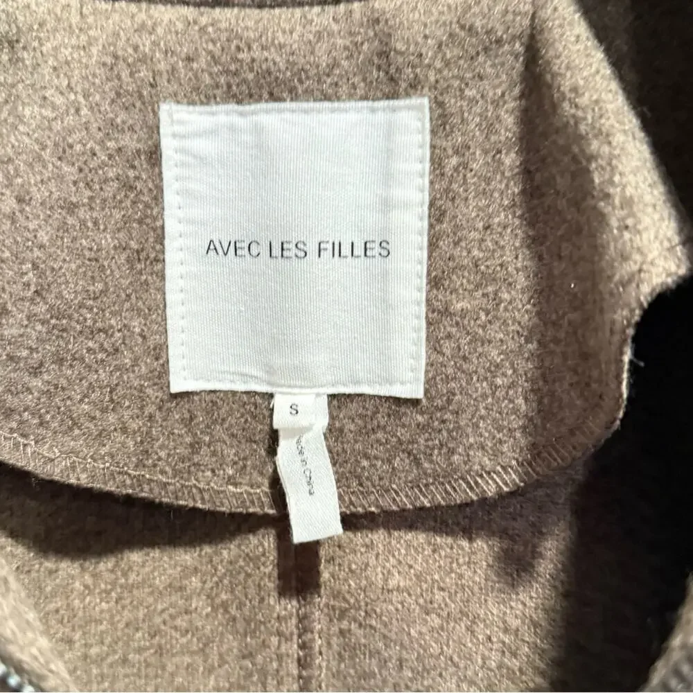 Avec‎ Les Filles Felted Zip Shacket Coat Oatmeal Brown Small Fall Anthropologie - Picture 10 of 16